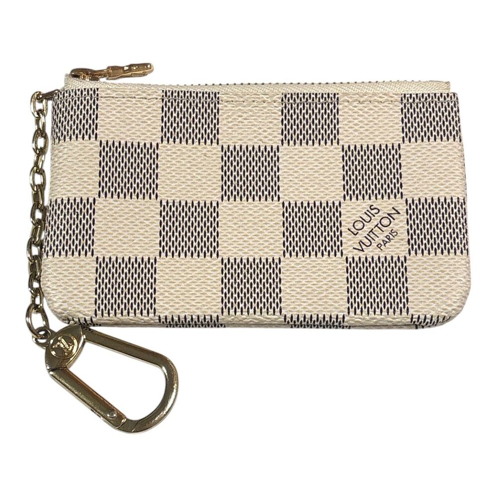 Auth Louis Vuitton Pochette Cles Damier Azur Coin Case Key Ring Made in France
